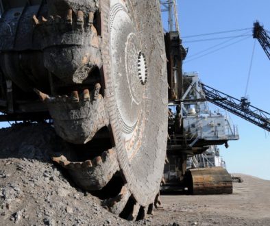 Close-up of machinery in the oil sands mine in Alberta